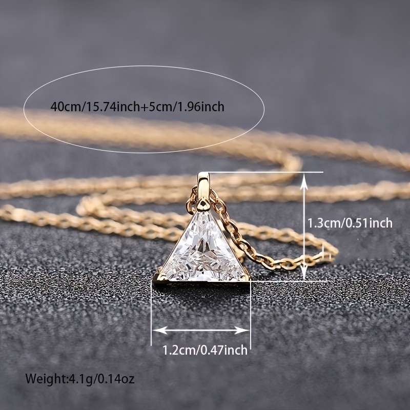 925 Sterling Silver Triangle Pendant Necklace French Classic Style